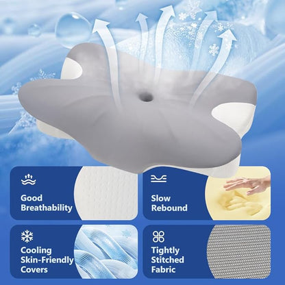 Cervical Neck Pillow for Neck Pain Relief and Sleeping, Memory Foam Pillow with Breathable Pillowcase, Ergonomic Contour Neck Support Pillow for Side, Back, Stomach Sleepers