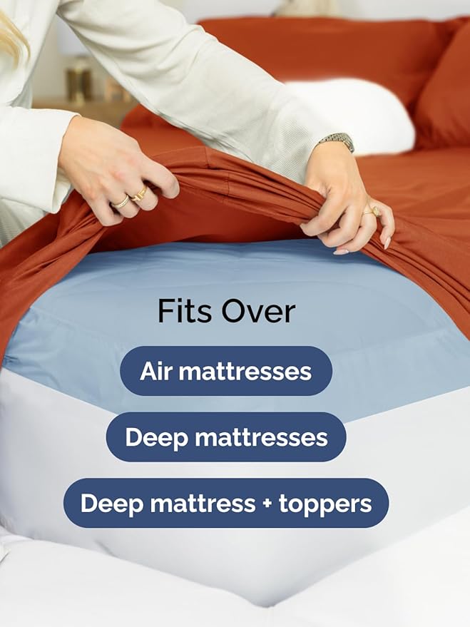 Extra Deep King Sheet Set - 6 Piece Breathable & Cooling Sheets - Hotel Luxury Bed Sheets Set - Easy & Secure Fit - Soft, Wrinkle Free & Comfy Sheets Set - Terracotta Sheet Set with Extra Deep Pockets
