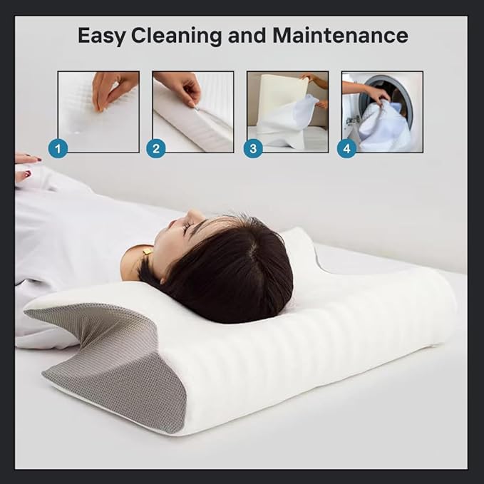 OELA Cervical Pillow for Neck Pain Relief - Orthopedic Premium Memory Foam, Ergonomic Shape Perfect for Side Sleeper, Back Sleepers, Stomach Sleepers, and Contoured Support for Better Sleep.