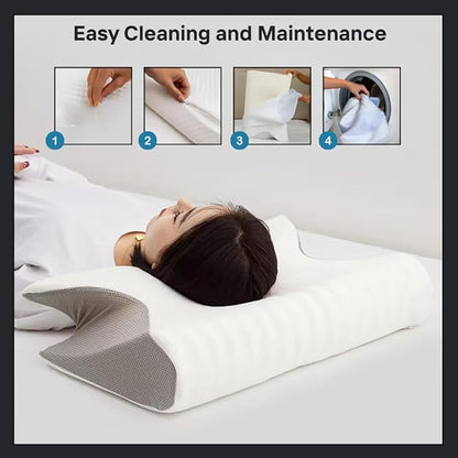 OELA Cervical Pillow for Neck Pain Relief - Orthopedic Premium Memory Foam, Ergonomic Shape Perfect for Side Sleeper, Back Sleepers, Stomach Sleepers, and Contoured Support for Better Sleep.
