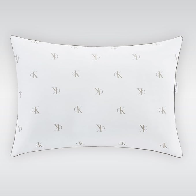 Calvin Klein Logo Medium 20" x 36" King Size Set of 2 Bed Pillows for Sleeping, White