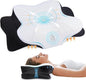 Cervical Neck Pillow for Neck & Shoulder, Ergonomic Contour Memory Foam Pillows for Sleeping with Washable Pillowcase, Neck Support Pillow for Back Stomach Side Sleeper Standard Size Black
