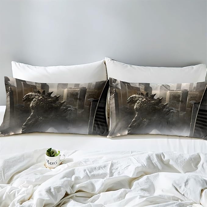 Duvet Cover Set Boys Twin Size Printing Comforter Cover Bedding Set 3D Cartoon Soft Microfiber 1 Piece Duvet Cover 2 Pieces Pillow Shames No Comforter Inside (Dino35, Twin)