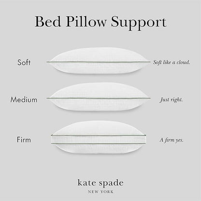 Kate Spade New York Firm/Extra Firm Pillow 20" x 28", Adjustable Down Alternative Pillow with 2" Gusset for Maximum Loft, Best for Back or Side Sleepers, Queen, White