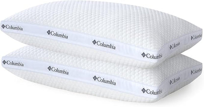 Columbia 2 Pack of Comfort Ice Fiber Side Sleeper Down Alternative Bed Pillow - Polyester Fiberfill, Supportive Cooling Double Sided Breathable Cover - Standard/Queen