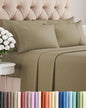 King Sheets Set 6 Piece - Includes 4 Pillowcases - Bed Sheets King Size - Soft Hotel Luxury Bedding - Cooling, Comfy, Fade Free & Breathable - 1 Flat & 1 Fitted & 4 Pillowcases w/ Deep Pockets - Khaki