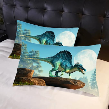 Men Duvet Cover Set Boys Queen Size Dinosaur Comforter Cover Bedding Set 3D Microfiber 1 Piece Duvet Cover with Zipper Closure 2 Pieces Pillow Shames No Comforter (Dino13, Full/Queen)