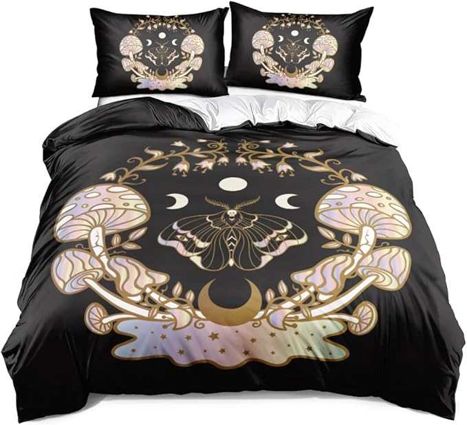 Mushroom Duvet Cover King Trippy Comforter Cover Aesthetic Bedding Set Colorful Bed Set Spring Mushroom Bedroom Decor
