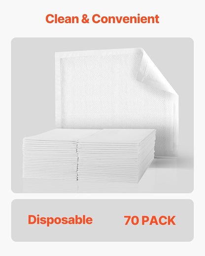 VEVOR Disposable Underpads, 30" x 36" Incontinence Bed Pads, Super Absorbent Chux Pads with 5-Layer Protection for Bed Sofa and Mattress, Protective Bedwetting Pad for Pet Adult Kid Elderly (70-Pack)