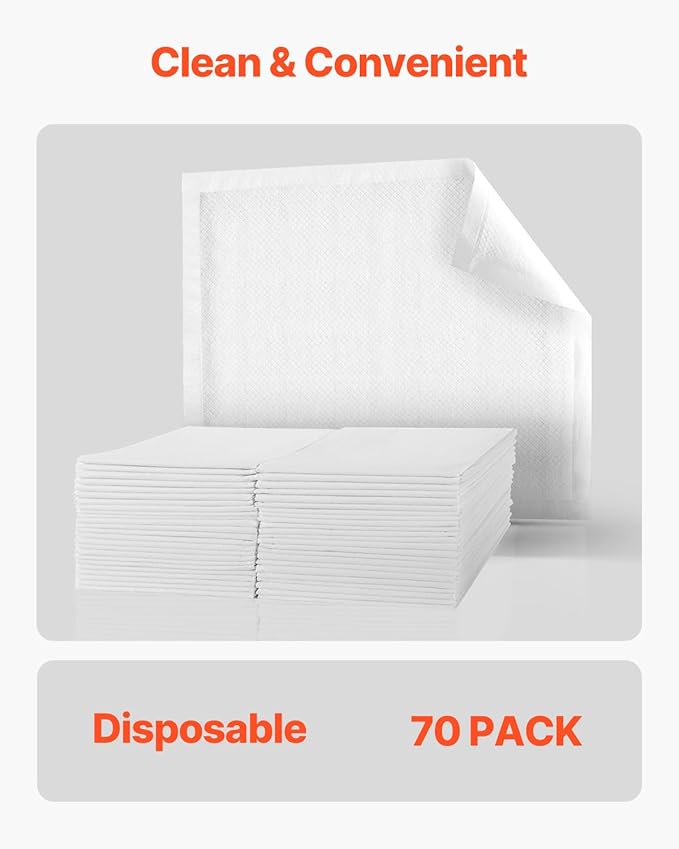 VEVOR Disposable Underpads, 24" x 36" Incontinence Bed Pads, Super Absorbent Chux Pads with 5-Layer Protection for Bed Sofa and Mattress, Protective Bedwetting Pad for Pet Adult Kid Elderly (70-Pack)
