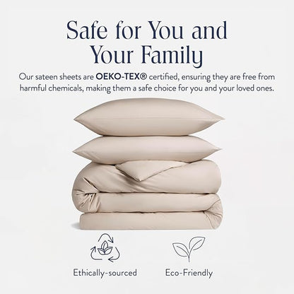 Brooklinen Luxury Sateen Duvet Cover Set - 100% Cotton, King/California King Size in Pebble - Includes 1 Duvet Cover and 2 King Pillowcases - Best King/Cali King Duvet Covers