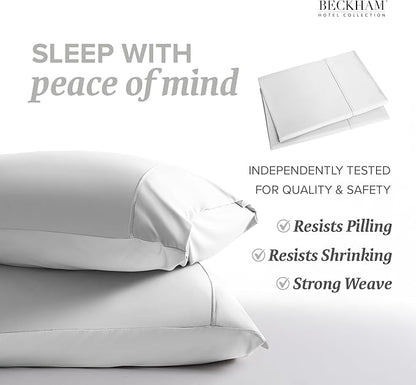 Beckham Hotel Collection Bed Pillows with Cooling Pillowcases for Hot Sleepers, Queen Size Sets of 2, Soft Down Alternative Pillow for Sleeping, Envelope Cases, White
