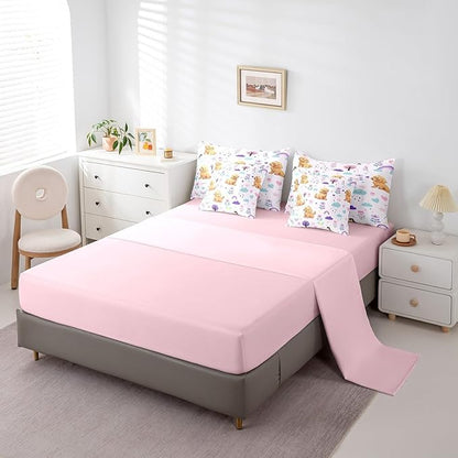 Erosebridal 7 Pieces Bed in a Bag Full Bedding Set with Sheets,Floral Golden Retriever Comforter Sets for All Season,1 Comforter, 2 Cushion Covers, 1 Flat Sheet, 1 Fitted Sheet, 2 Pillowcases