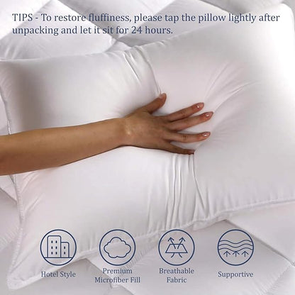Seward Park Bed Pillow King Size Set of 2, Shams Insert 20 x 36 inch, Down Alternative Cooling Pillows for Stomach, Side or Back Sleeper