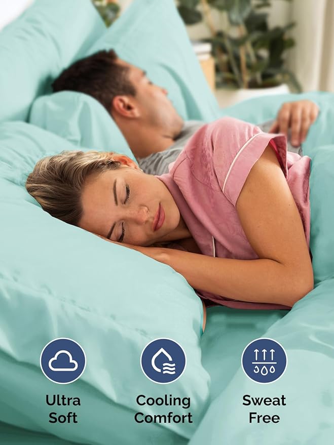 Extra Deep Twin XL Sheet Set - 4 Piece Breathable & Cooling Sheets - Hotel Luxury Bed Sheets Set - Easy & Secure Fit - Soft, Wrinkle Free & Comfy Sheets Set - Spa Blue Sheet Set w/Extra Deep Pockets