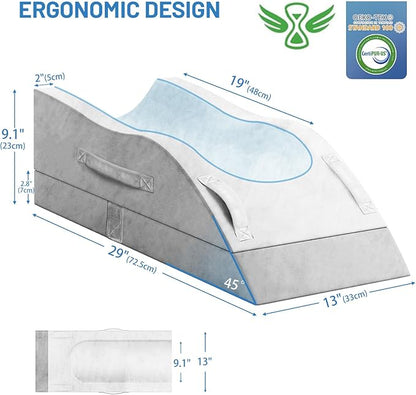 Leg Elevation Pillows, Wedge Pillow for After Surgery, Memory Foam Leg Support Adjustable, Comfort Care for Back Knee Hip Ankles Pain, Knee Pillow for Sleeping Blood Circulation Light Grey & White