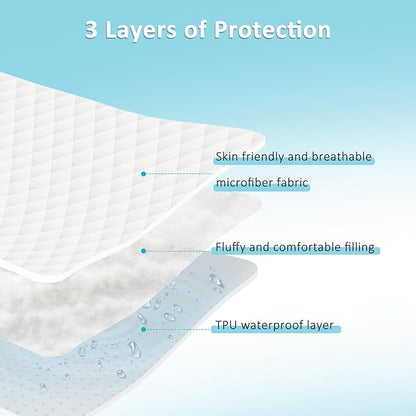 Hospital Bed Mattress Protector Cover Waterproof 36" x 80" x 14" Hospital Bed Sheets Incontinence Protection, Soft Breathable Mattress Pad for Elderly, Adults Machine Washable, White
