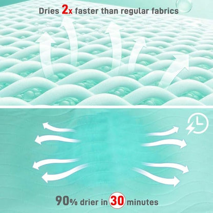 Bed Pads Washable Waterproof for Incontinence Adults, Reusable Wetting Pad Mattress Protector Underpads Tuckable Quick Dry, Fits Queen Size Bed, 36" x 60", Green