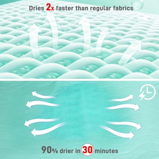 Bed Pads Washable Waterproof for Incontinence Adults, Reusable Wetting Pad Mattress Protector Underpads Tuckable Quick Dry, Fits King Size Bed, 36" x 76", Green