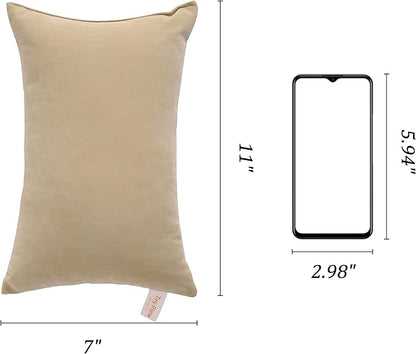 BEDSUM 2 Pack Tiny Pillows, 11"x7" Microfiber Mini Pillow for Travel, Dogs, Cats, Soft and Machine Washable Small Pillows for Neck, Wrist, and Knee Comfort, Taupe