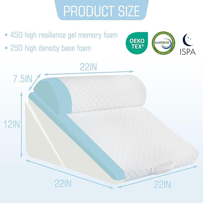 3Pcs Orthopedic Bed Wedge Pillow for Sleeping, Post Surgery or Back, Neck and Knee Support, Adjustable 9&12 Inch Memory Foam Wedge PillowTriangle Pillow for Acid Reflux Gerd Snoring