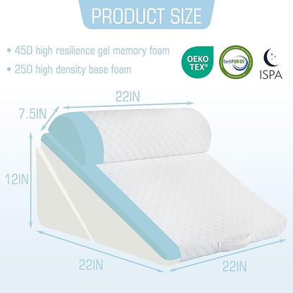 3Pcs Orthopedic Bed Wedge Pillow for Sleeping, Post Surgery or Back, Neck and Knee Support, Adjustable 9&12 Inch Memory Foam Wedge PillowTriangle Pillow for Acid Reflux Gerd Snoring