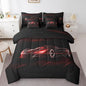 Feelyou Red Race Car 7 Piece Bedding Set Full Size for Kids Boys Extreme Sport Games Comforter Set with Sheets Teens Toddler Fast and Furious Bed in a Bag Cool Modern Bed Set