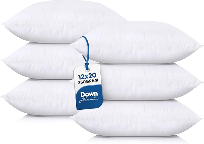 Utopia Bedding Throw Pillows (Set of 6, White), 12 x 20 Inches Pillows for Sofa, Bed and Couch Decorative Stuffer Pillow