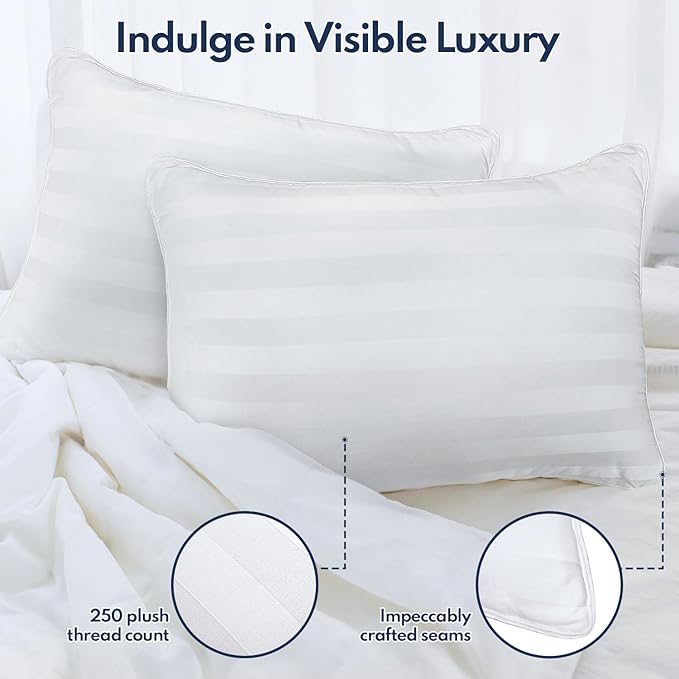 DIORIS Pillows King Size Set of 2 - Luxury Hotel Collection Bed Pillows for Sleeping, Supportive Fluffy Down Alternative Microfiber Filled for Back, Stomach Sleepers, Breathable & Skin-Friendly