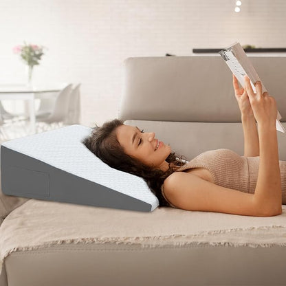Wedge Pillow for Sleeping, 10" Bed Wedge After Surgery, Back Pain Relief, Memory Foam Pillow Triangle Incline Wedge for Back Support, Leg Elevation