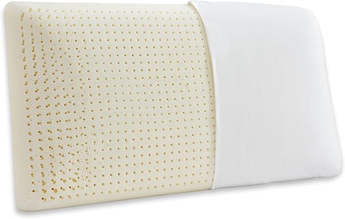 Talalay Latex Pillow, Medium Soft Latex Foam Pillow for Sleeping, Queen Size Bed Pillow for Back with Removable Cotton Inner Cover, Side and Stomach Sleepers, Helps Relieve Shoulder and Neck Pain