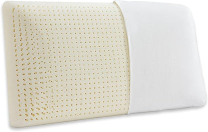 Talalay Latex Pillow, Medium Soft Latex Foam Pillow for Sleeping, Queen Size Bed Pillow for Back with Removable Cotton Inner Cover, Side and Stomach Sleepers, Helps Relieve Shoulder and Neck Pain