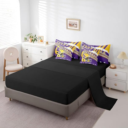 Erosebridal Football Bedding Rugby Seasonal Color Comforter Set King, Cartoon 3D Helmet Sports City Illustration Comforter + Flat Sheet + Fitted Sheet + 2 Pillowcases + 2 Throw Pillow Covers