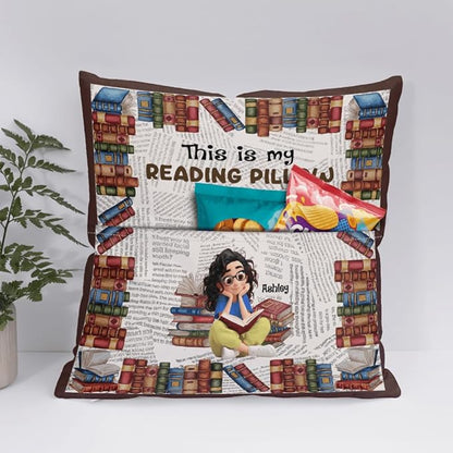 ENCYCOM Personalized Book Reading Pocket Pillow - Custom Reading Pillows with Name – Uniqua Gift for Bookworm Girls, Women Who Love Books, Perfect for Bed or Cozy Corner (Reading Pillow 09)