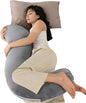 QUEEN ROSE Body Pillow for Side Sleepers, Soft Comfort S Shaped Hug Pillow for Adults, Full Body Support, Velvet Grey