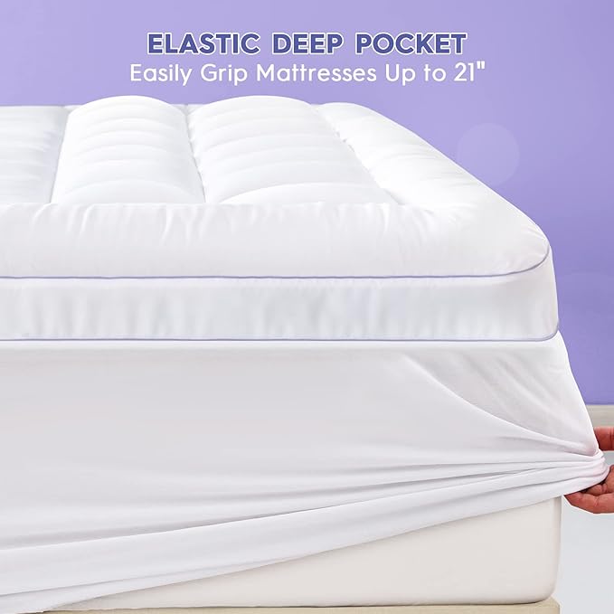 ABENE King Size Dual Layer 3 Inch Memory Foam Mattress Topper, 2 Inch Memory Foam Bed Pad Plus 1 Inch Down Alternative Pillowtop Mattress Pad Cover, Plush Soft Bed Topper for Back Pain Relief