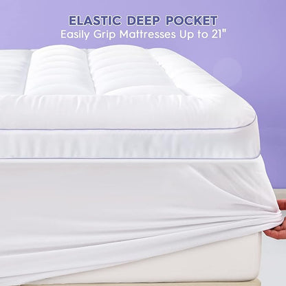 ABENE California King Size Dual Layer 3 Inch Memory Foam Mattress Topper, 2 Inch Memory Foam Bed Pad and 1 Inch Down Alternative Pillowtop Mattress Pad Cover, Plush Soft Bed Topper for Back Pain