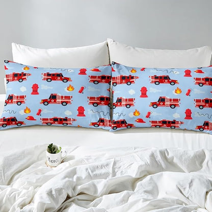 Erosebridal Red Fire Truck Toddler Bedding Set Firefighter Fire Truck Comforter for Boys Girls Kids Fighting Supplies Fireman Car Vehicle Bedding Comforters & Sets Ambulance Blue Red Quilt Twin