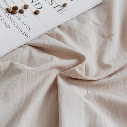 Beige Duvet Cover Queen, 100% Washed Cotton Linen Like Textured Solid Color Casual Modern Style Beige Bedding Set, with Zipper Closure, Luxury Soft Relaxed Feel Natural Wrinkled Comfy (3pcs, Queen)