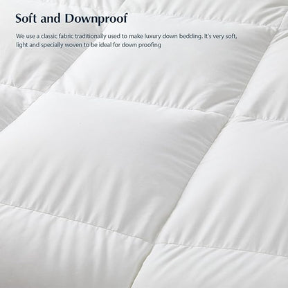 PACIFIC COAST Goose Down Fiber Comforters Oversized Queen Duvet Insert, All Season White Comforter, 3D Hidden-Stitch Baffle Box Design, 8 Tabs, Gifts for Women/Men, Extra Fluffy Luxury Duvet (98"x98")
