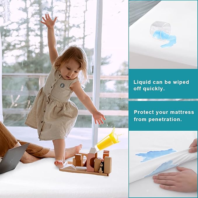 Twin Waterproof Zippered Mattress Encasement, Breathable, Noiseless, Machine-Washable Zipped Mattress Cover, Fitting 7" - 13" Deep Mattress 2 Pack