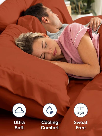 Extra Deep King Sheet Set - 6 Piece Breathable & Cooling Sheets - Hotel Luxury Bed Sheets Set - Easy & Secure Fit - Soft, Wrinkle Free & Comfy Sheets Set - Terracotta Sheet Set with Extra Deep Pockets