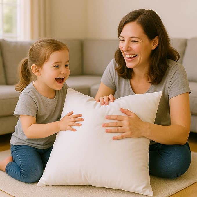 Throw Pillow Inserts (18"x18") | Set of 2 | Easy Maintenance Fluffy Inserts for Better Comfort | Polyester Gel Fibre Fill | No Feather Pokes | Machine Washable in Delicate Cycle