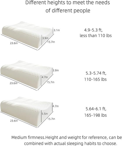 Natural Latex High-Profile Pillow, Slightly Firm Thickness for Cervical Support, Relieves Neck and Shoulder Pain, Height Design for Taller/Larger Body Frames(23.6" Lx15.7 Wx(4.7/5.5") H)
