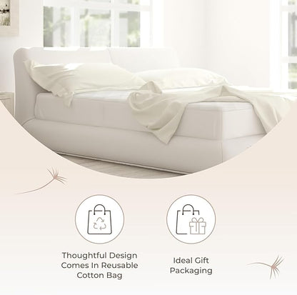 Premium Quilted Mattress Pad – 300GSM Thick with Deep Pocket Fitted Mattress Cover – 100% Cotton Organic Mattress Topper (Ivory, Queen)