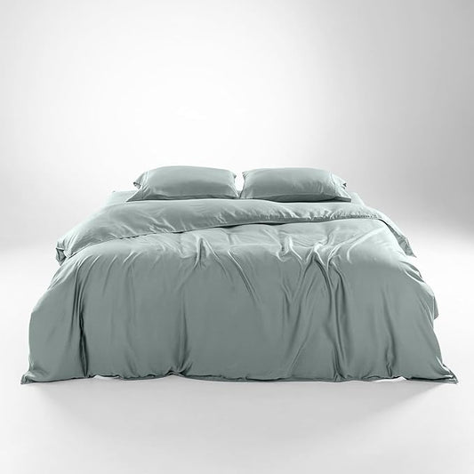 Olive + Crate Tencel Eucalyptus Cooling Duvet Cover Set - Hypoallergenic, Lyocell Tencel Duvet Cover - Temperature Regulating with Hidden Button Closure & Corner Ties - California King [Eucalyptus]