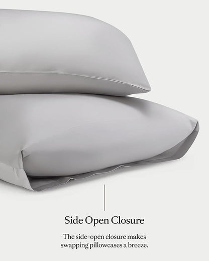 Cozy Earth King Pillowcases Set of 2 - Made of 100% Viscose from Bamboo, Ultra-Soft & Luxury, Woven from Naturally Breathable & Lightweight Fabric - Light Grey