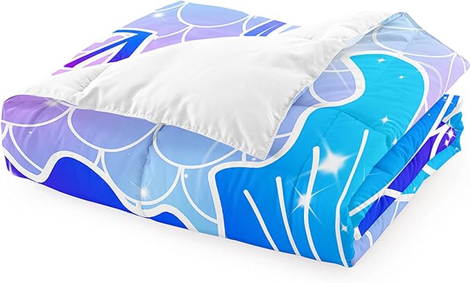 Twin Mermaid Bedding Sets for Girls Pink Mermaid Twin Comforter Set for Girls Soft Ocean Life Breathable Quilt with Pillowcase, 2Pcs
