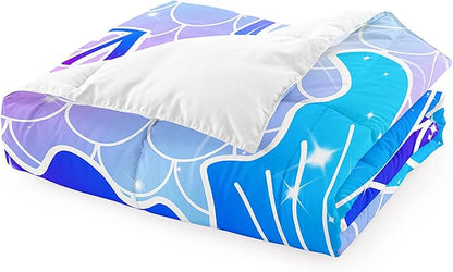 Twin Mermaid Bedding Sets for Girls Pink Mermaid Twin Comforter Set for Girls Soft Ocean Life Breathable Quilt with Pillowcase, 2Pcs