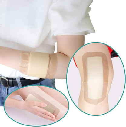 Dimora Silicone Foam Dressing with Border Adhesive 4"x8" Waterproof Wound Dressing Bandage for Wound Care 5 Pack